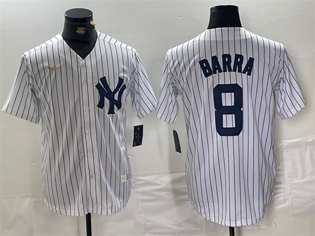 Men's New York Yankees #8 Yogi Berra White Cool Base Stitched Baseball Jersey